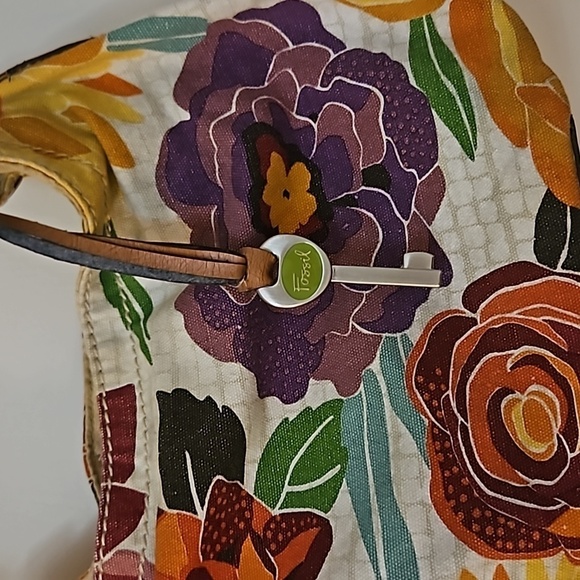 VTG 1970s FOSSIL Floral Canvas Boho Carpet Key-per Shoulder Bag - Picture 4 of 12